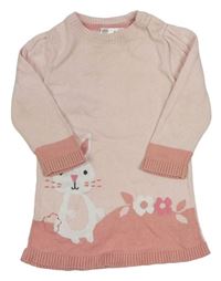Světlerůžové pletené šaty s králíčkem M&Co.