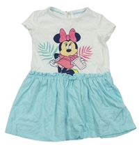 Bílo-modré bavlněné šaty s Minnie Disney
