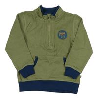 Khaki-tmavomodrá mikina s nášivkou Liegelind