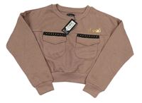 Starorůžová crop mikina s kapsami 