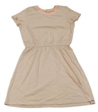 Světlerůžové bavlněné šaty s proužkem H&M