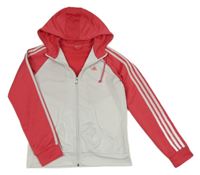 Bílo-růžová sportovní propínací mikina s logem a kapucí Nike