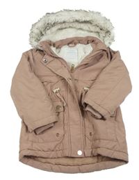 Světlerůžová šusťáková zimní bunda s kapucí Primark