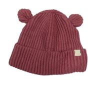 Vínová žebrovaná čepice s oušky Nutmeg