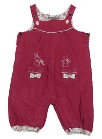 Rubínové podšité laclové manšestráky s králíčky 