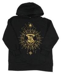Černá mikina s potiskem Harry Potter a kapucí