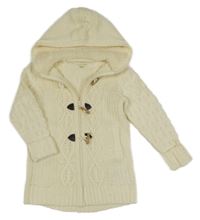 Smetanový propínací svetr s kapucí Vertbaudet