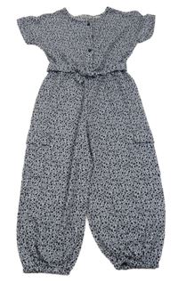 Modré květinový kalhotový overal dunnes
