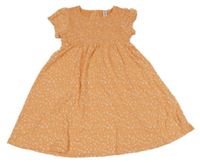 Lososové žabičkové bavlěné šaty s kytičkami Topolino