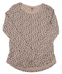 Světlerůžovo-hnědé triko s leopardím vzorem H&M