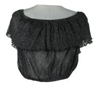 Dámská černo-stříbrná šifonová crop halenka Miss Guided