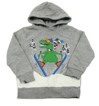 Šedá mikina s kapucí s dinosaurem C&A