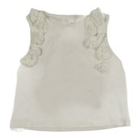 Bílý žebrovaný crop top s kytičkami Mango