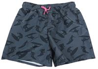Tmavošedé plážové kraťasy se surfaři H&M