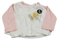 Nové - 2x propínací triko - bílé + růžové zn. Lullaby 