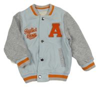 Světlemodro-šedá baseballová mikina s nápisem 