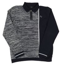 Tmavomodro-šedý melírovaný svetr s límečkem RIVER ISLAND