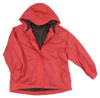 Jahodová šusťáková jarní bunda s kapucí Pocopiano