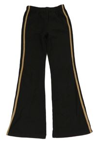 Černé flare tepláky s pruhy Shein