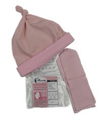 2set - Pruhovaná čepice + růžové ponožky - nové