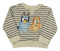 Smetanovo-tmavomodrá pruhovaná mikina s Bluey 