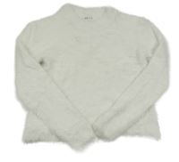 Bílý chlupatý crop svetr H&M