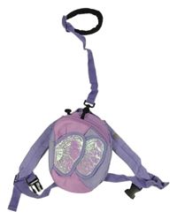 Lila-růžový batoh s křídly a vodítkem