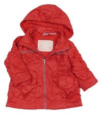 Tmavorůžová šusťáková jarní parka s kapucí 