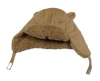 Hnědá manšestrová čepice s čumákem F&F