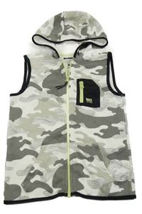 Šedo-bílá army tepláková propínací vesta s kapsou a kapucí F&F