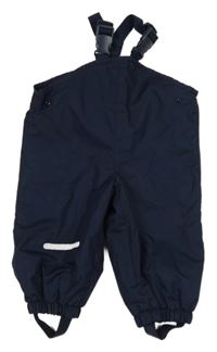 Tmavomodré šusťákové laclové podšité kalhoty