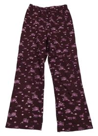 Vínové květované lehké tepláky 