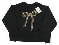 Nové - Černé mikinotriko s mašlí z flitrů Next 