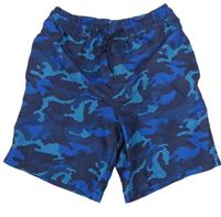 Tmavomodro-modré army plážové kraťasy