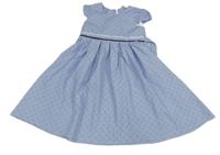 Světlemodro-bílé poruhované šaty se srdíčky 