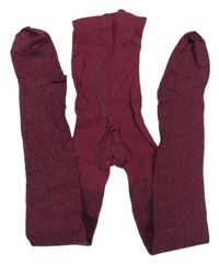 Vínové třpytivé punčocháče 