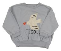 Levandulová oversize mikina s ptáčkem 