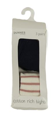 Nové - 2x punčocháče - pruhované + tmavomodré Dunnes