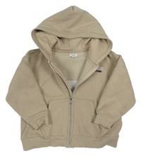 Béžová propínací mikina s nápisem a kapucí River Island