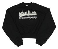 Černá crop mikina s městem H&M