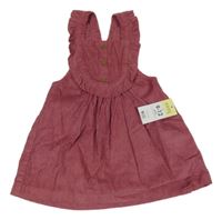 Nové - Tmavorůžové manšestrové šaty s volánkem a knoflíčky Matalan