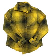 Žluto-černá kostkovaná flanelová košile Primark