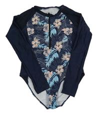 Tmavomodré květované UV body Shein 