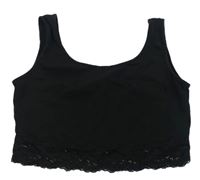 Černý crop top s krajkou New Look