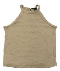 Béžový žebrovaný crop top New Look