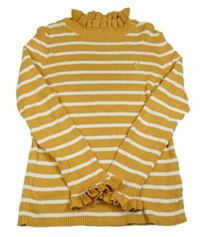 Okrovo-bílý pruhovaný žebrovaný svetr Primark