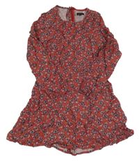 Červené kytičkované šaty Ikks 