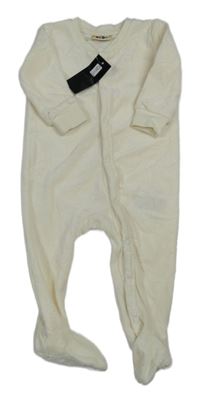 Nové - Smetanový sametový overal s mráčky a měsíci Kuniboo