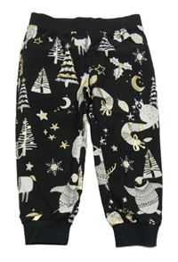 Černé lehké tepláky se zvířátky Next 