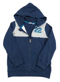 Tmavomodro-bílá propínací mikina s číslem a kapucí Impidimpi